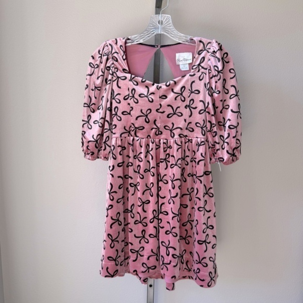 Rare Editions girls pink and black velvet dress size 10 NWT